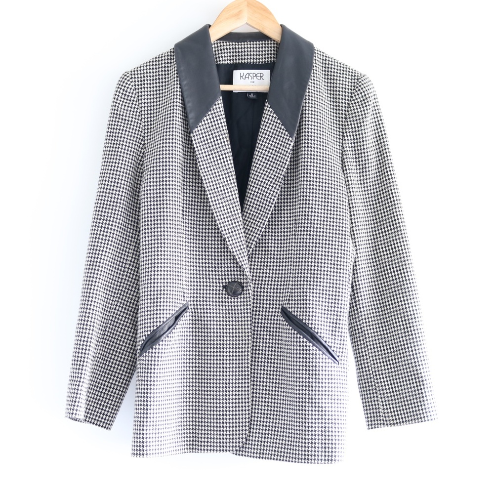 Vintage Kasper for ASL Wool Herringbone Blazer